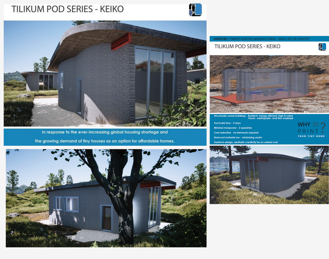 The Keiko: Rapid 3d-printed small concrete home: energy efficient, design-forward, sustainable concrete